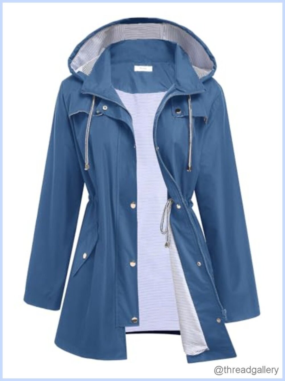 Women's Waterproof Lined Rain Jacket Lightweight Hooded Trench Coat